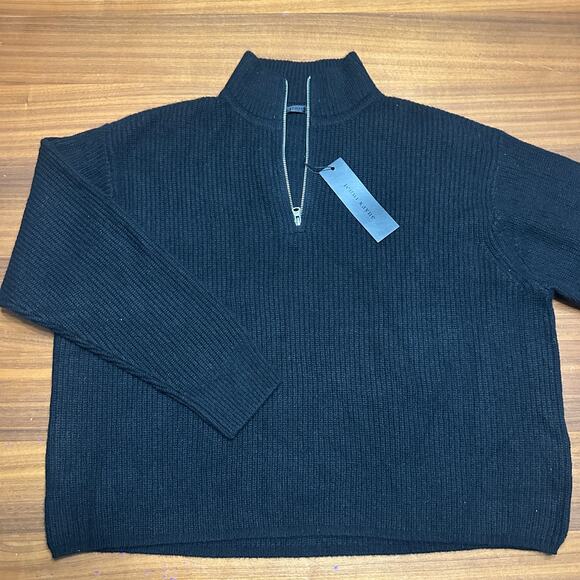 Jenni Kayne Cashmere Half Zip, Black, Quiet Luxury, $495 MSRP, NWT Medium - Picture 2 of 9